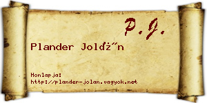 Plander Jolán névjegykártya