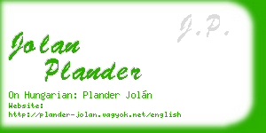 jolan plander business card